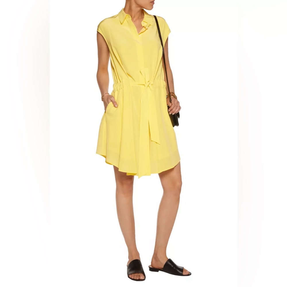NWOT $395 TORY BURCH Gigi Cap Sleeve Silk Shirtdress Dress Lemon Curd Sz 10